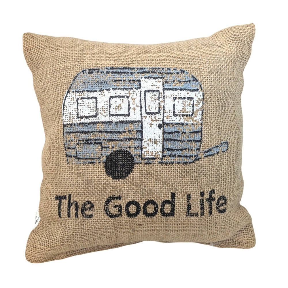 Camper Jute Pillow 8" The Good Life Rustic RV Decor The Country House Collection